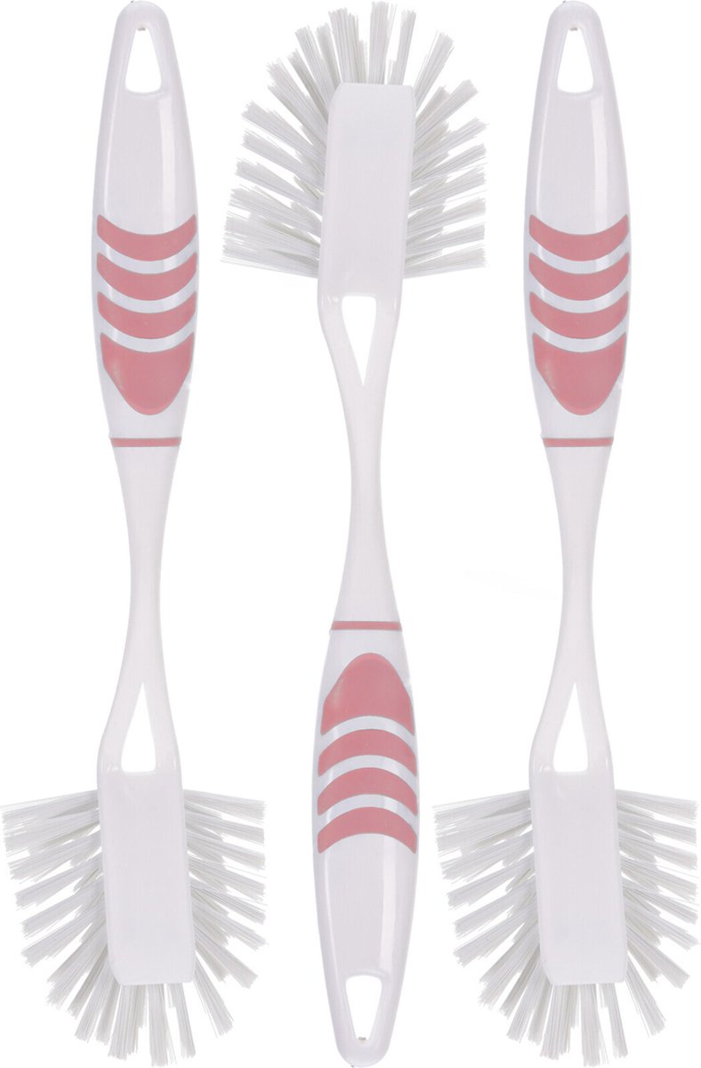 Goedkoopste Afwasborstel met ophang lus - 3x stuks - roze - 29 cm