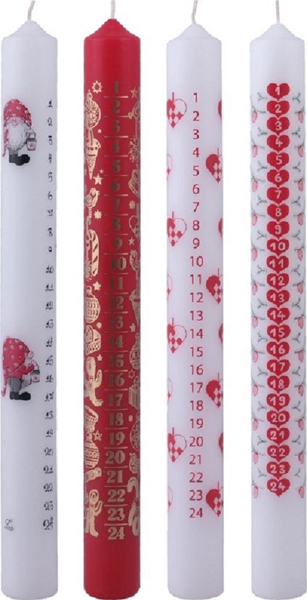 Adventskaarsen - 30 cm - Adventskaars kalender per 4 stuks - kerst - kerstverlichting