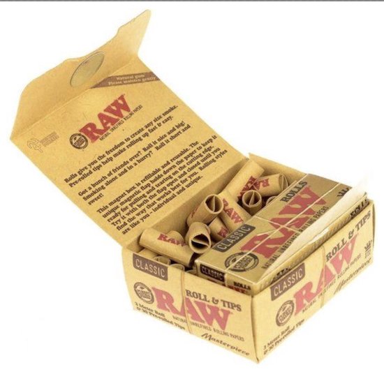 RAW Classic Roll&Tips 3 Meter roll 30 Tips PreRolled Natural