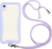 Voor Geschikt voor Xiaomi Redmi Note 7A acryl + kleur TPU schokbestendig hoesje met nekkoord (paars)