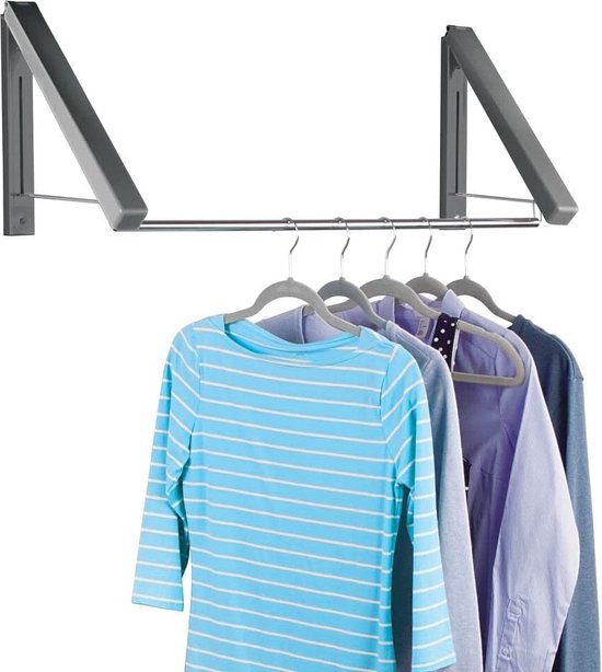 Aan de muur gemonteerd kledingrek, modern kledinghangrek voor kleding voor de detailhandel, roestvrijstalen commerciële kledinghangplankensysteem, wasruimte kledingstangkast organisatie handdoekenrek