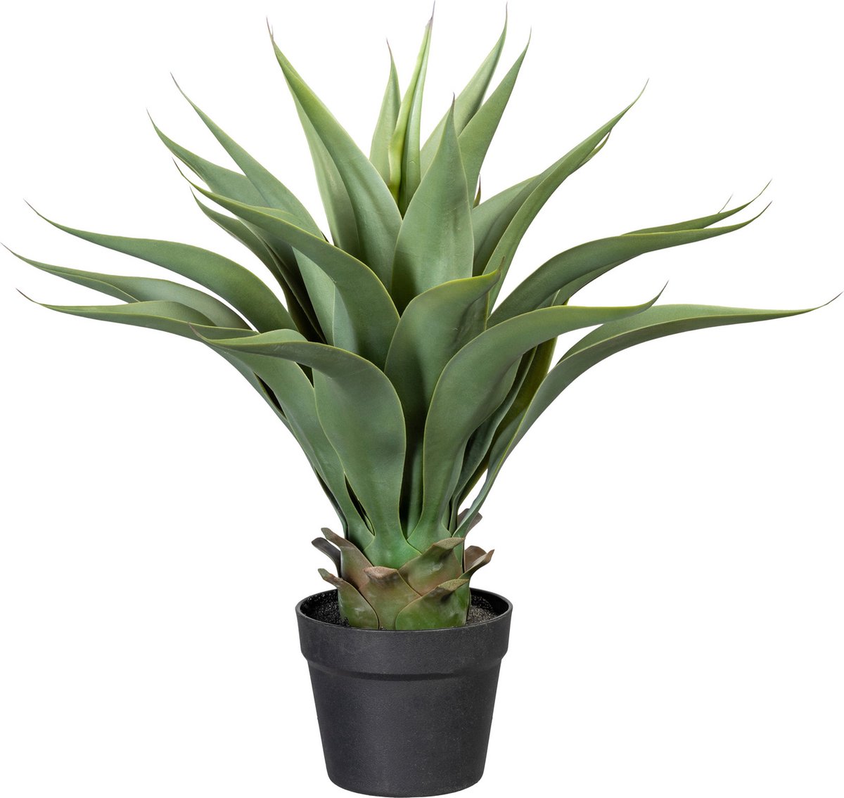 Kopu Kunstplant Agave 57 cm in zwarte Pot - 25 bladeren - Nepplant Groen