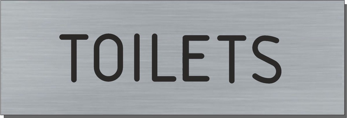 Doorsign - doorplate - deurbord - Toilets - rectangle - stainless steel look - 5 x 15 cm