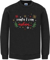 Kerst sweater - SANTA I CAN EXPLAIN - kersttrui - zwart - Medium - Unisex