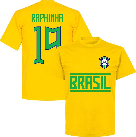 T-shirt de l'équipe du Brésil Raphinha 19 - Jaune - 3XL