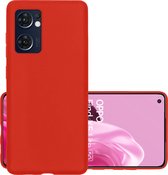 Hoes Geschikt voor OPPO Find X5 Lite Hoesje Cover Siliconen Back Case Hoes - Rood