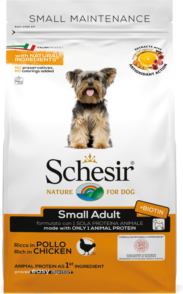 Schesir Hondenvoer Dry Small Kip – 8 x 800 gr – Voordeelverpakking
