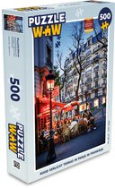 Puzzel Rood verlicht terras in Parijs in Frankrijk - Legpuzzel - Puzzel 500 stukjes