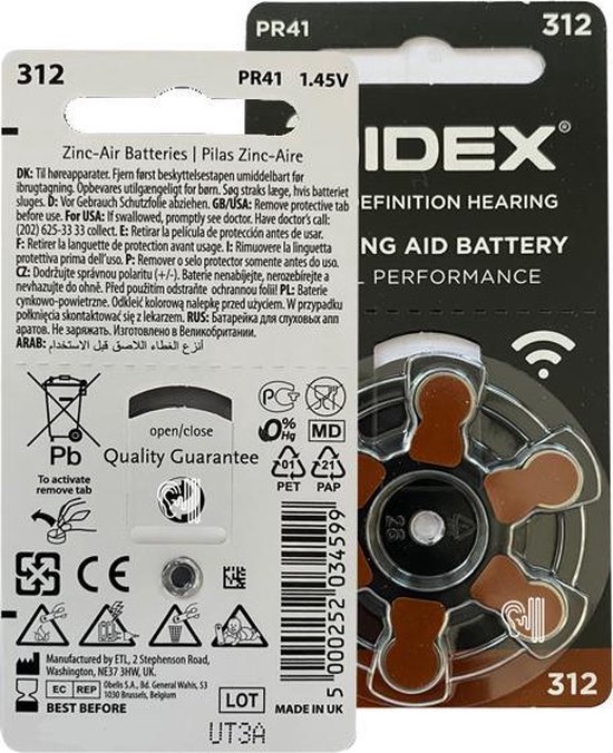 Widex | Hoortoestel batterijen | 10 pakjes | 60 batterijen | Bruine sticker  | P312 |... | bol.com