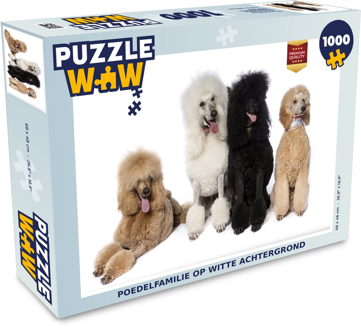 Puzzel Poedelfamilie op witte achtergrond - Legpuzzel - Puzzel 1000 stukjes volwassenen