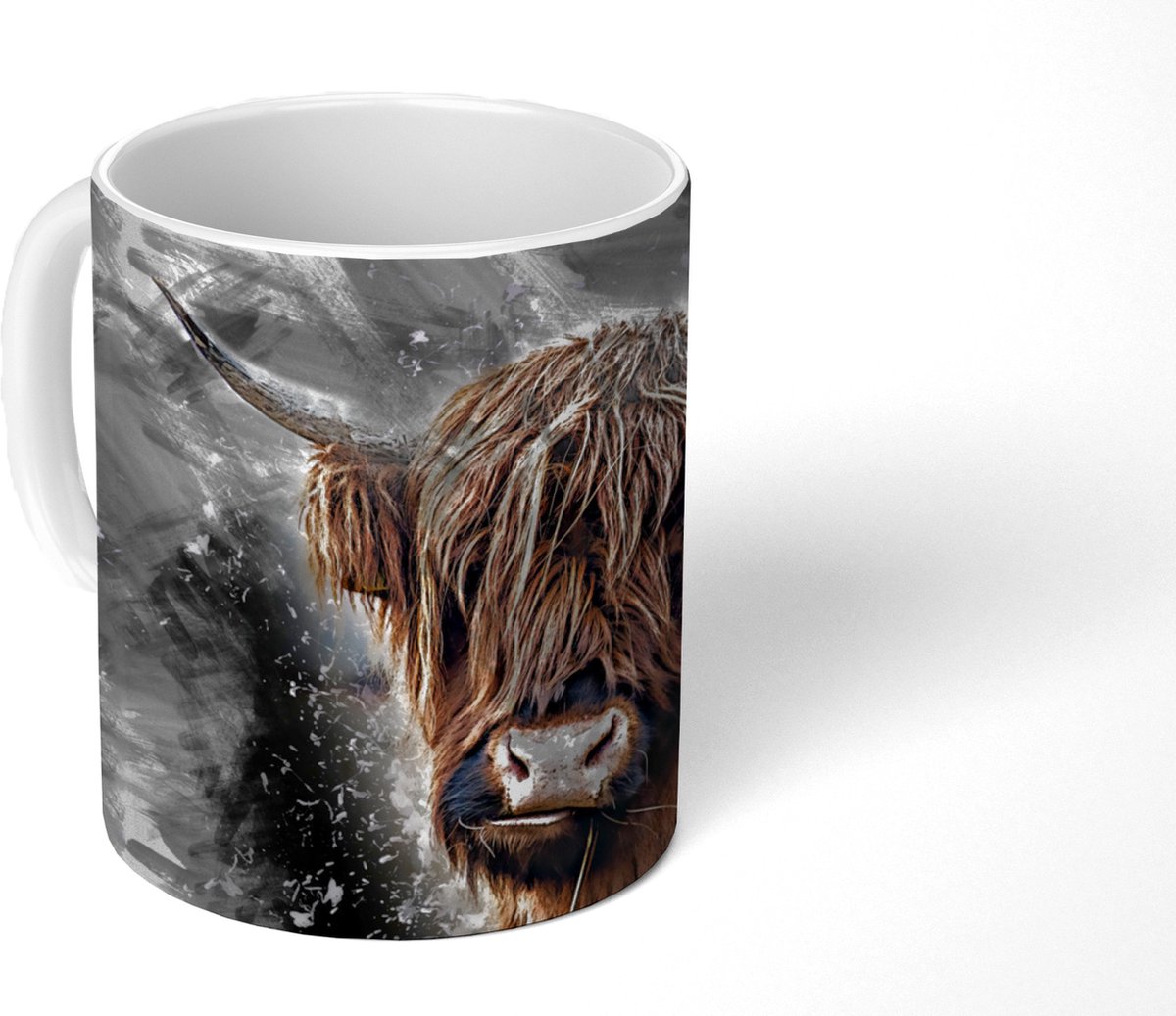 Mok - Koffiemok - Schotse hooglander - Dieren - Zwart - Mokken - 350 ML - Beker - Koffiemokken - Theemok