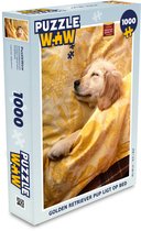 Puzzel Golden retriever pup ligt op bed - Legpuzzel - Puzzel 1000 stukjes volwassenen