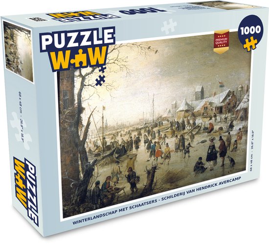 Puzzle Paysage d'hiver avec patineurs - peinture de Hendrick Avercamp - Puzzle - Puzzle 1000 pièces adultes - Sinterklaas cadeaux - Sinterklaas pour les grands enfants