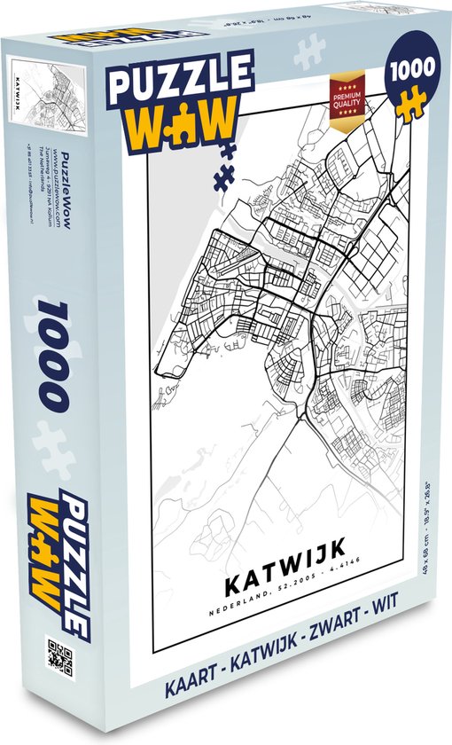 Puzzle Carte - Katwijk - Zwart - Wit - Puzzle - Puzzle 1000 pièces adultes