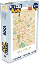 Puzzel Stadskaart - Groningen - Vintage - Legpuzzel - Puzzel 1000 stukjes volwassenen - Plattegrond