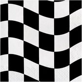 Formule 1 Servetten Zwart/Wit geblokt - 33x33cm - 18 stuks - Gratis Verzonden