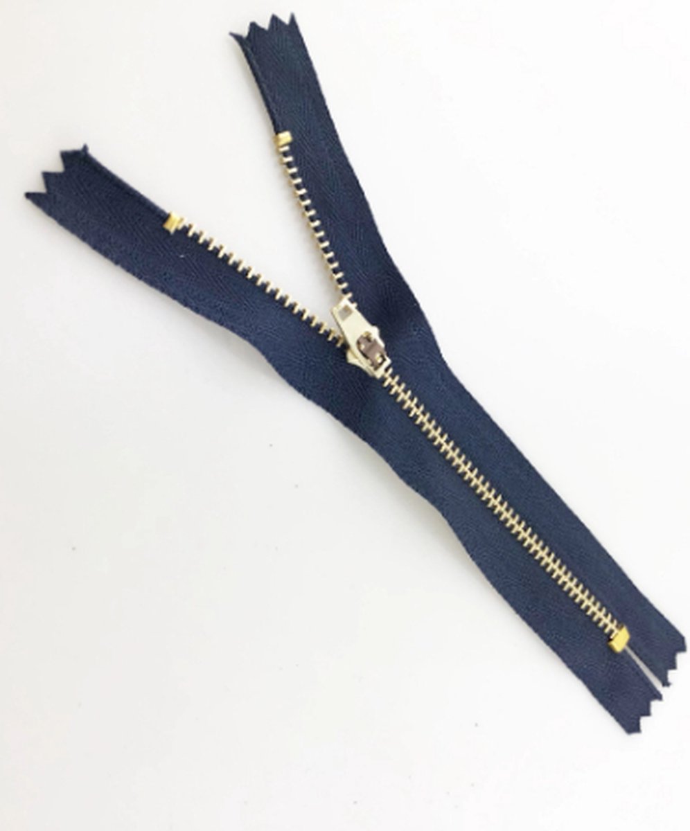 spijkerbroekrits blauw - 1 rits - 14 cm