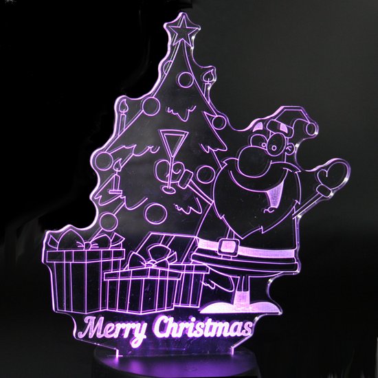 Nachtlamp 'Merry Christmas' - LED lamp - 3D Illusion - 7 kleuren en 4 effecten — afbeelding 3