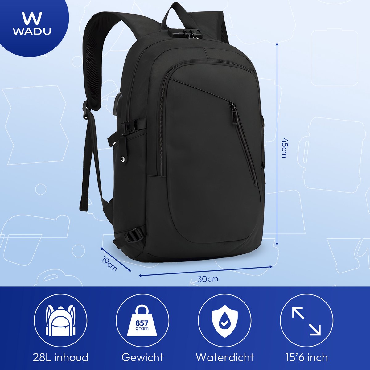 Laptop rugzak - Schooltas - Backpack - Laptoptas - USB oplaadstation -  Waterafstotend... | bol