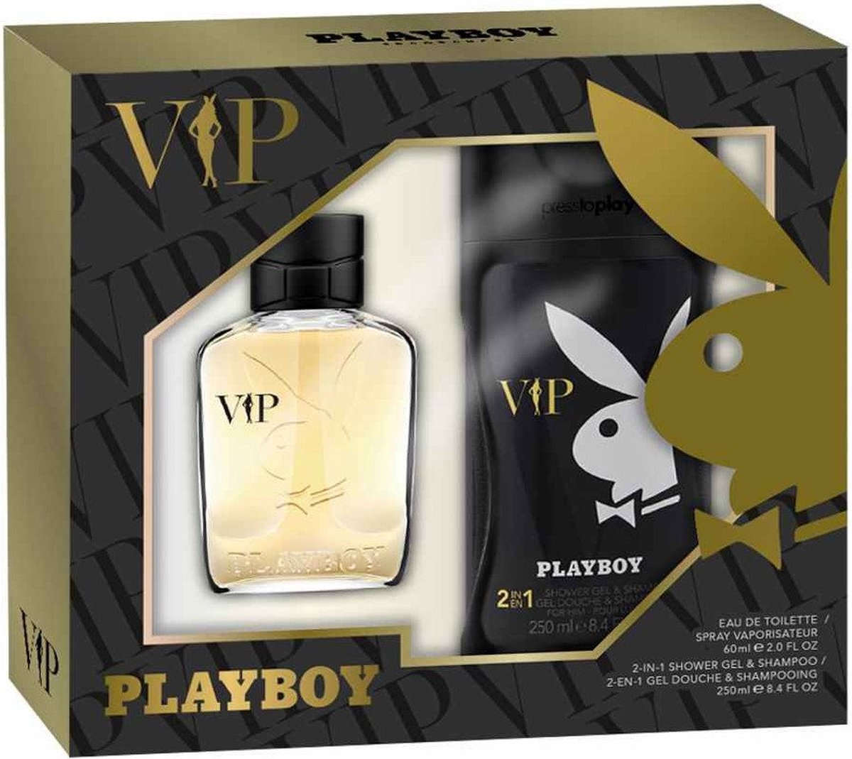 VIP Playboy Edt Spray & 2 in 1 Shower Gel &Shampoo Voor Mannen - Geschenkset - Giftbox