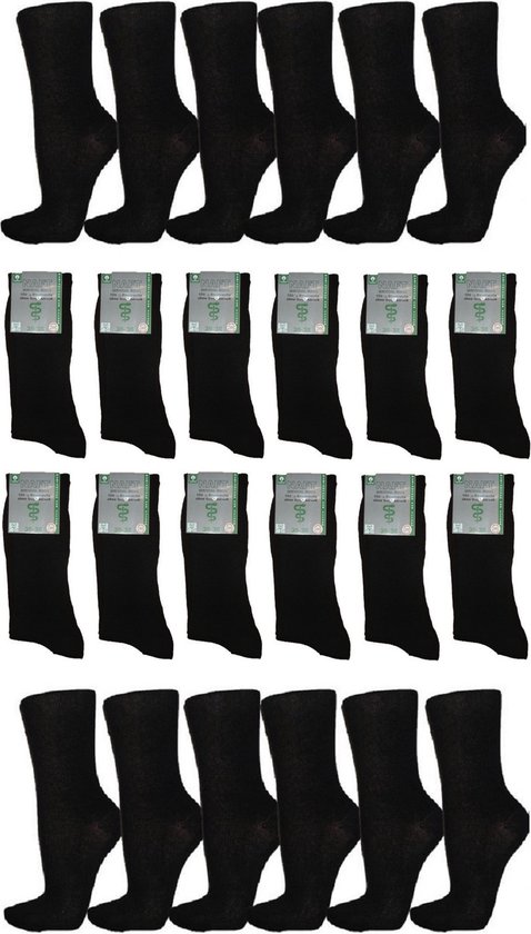 Medische sokken zonder elastiek - 12 paar - Zwart - Maat 43/46