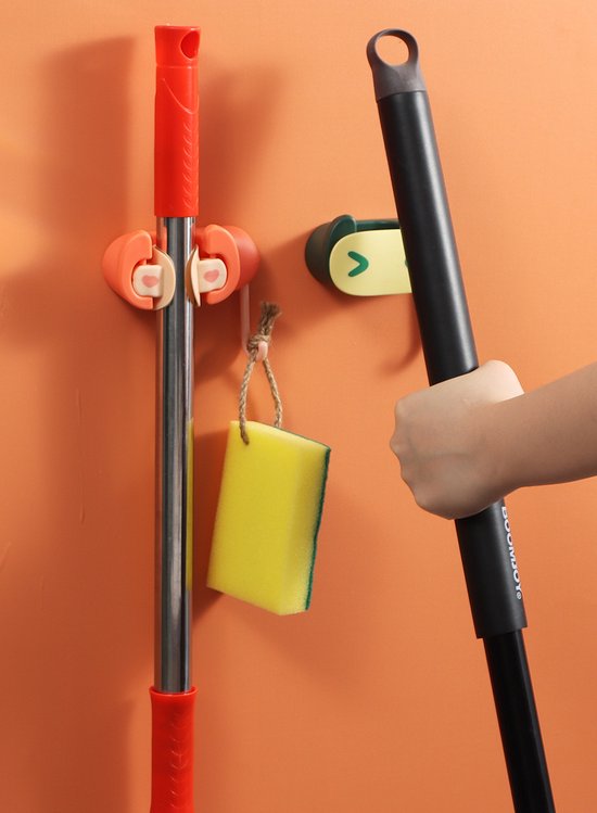 2X Bezem Ophangsysteem 2 in 1 En Handdoeken Ophanger ( 2 Stuks ) - Bezem Houder - Zelfklevend - Zilverkleurig - Bezem Hanger Voor Keuken Wc Badkamer van Mupara — afbeelding 4