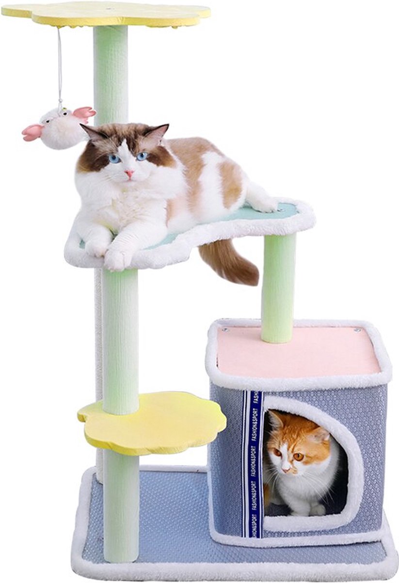 Krabpaal - Katten krabpaal - Krabplank - Kattenspeeltjes - Klein - Voor grote en kleine katten - Meerkleurig