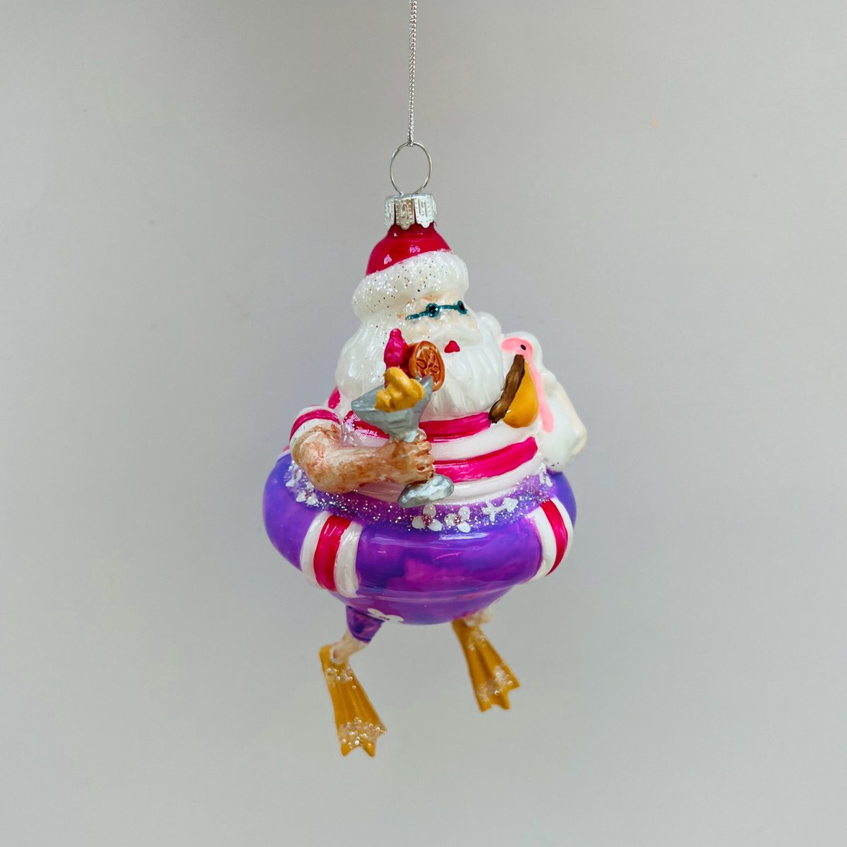 Kerstbal Swimming Santa - kerst ornament - gekke kerstbal - kerstballen - kerstcadeau - feestdagen - kerstboom decoratie - glas - luxe - interieur accessoires - kerstversiering