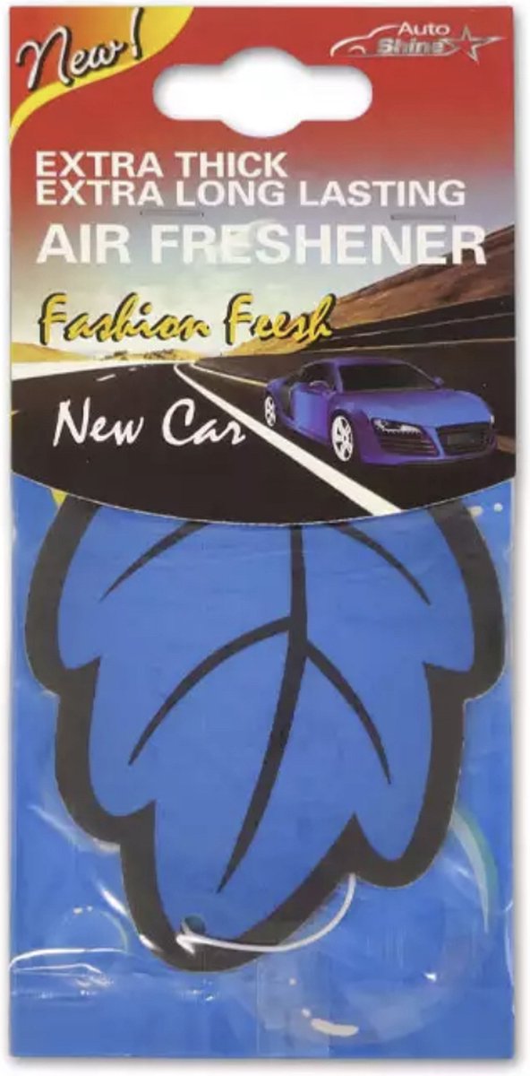 Goedkoopste Luchtverfrisser 'nieuwe auto geur' - vorm van blaadje - extra lang geurig - blauw - ixen
