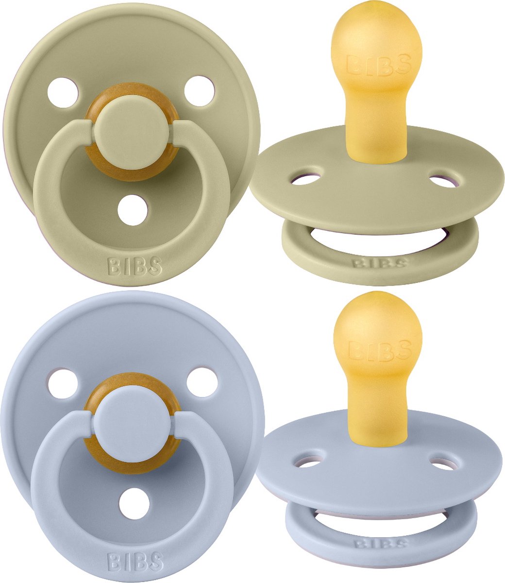 Goedkoopste BiBS - Colour Pacifier - Maat 1 - Fopspeen - 2 stuks - Khaki / Dusty Blue