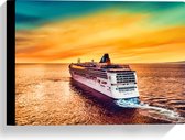 WallClassics - Canvas  - Groot Cruiseschip op Water met Felle Lucht - 40x30 cm Foto op Canvas Schilderij (Wanddecoratie op Canvas)