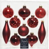 Décorations de Noël - Boules de Noël en Glas Rouge set 10 Pièces