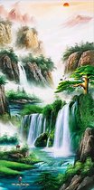 Diamond painting - Canvasdoek met voorbedrukte afbeelding - 45 x 85 cm prachtige valei waterval