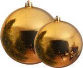 Decoris grote kerstballen - 2x st - goud - 14 en 20 cm - kunststof