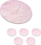 Onderzetters voor glazen - Rond - Marmer - Roze - Patronen - 10x10 cm - Glasonderzetters - 6 stuks