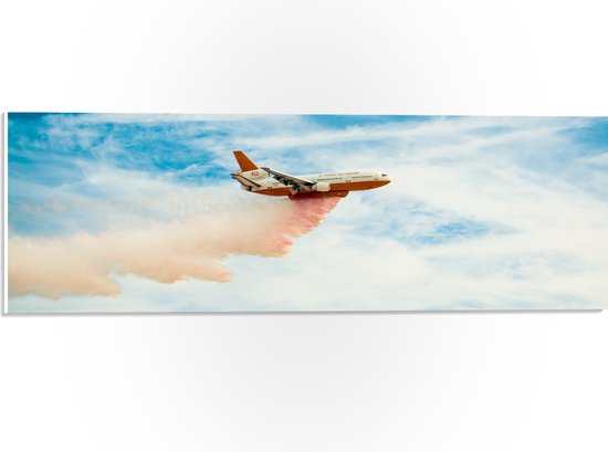 WallClassics - PVC Schuimplaat- Rode Rook uit Vliegtuig - 60x20 cm Foto op PVC Schuimplaat