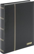 Lindner 1185L Postzegelalbum - Zwart Leder - groot formaat 30/60 blz. zwart, gewatteerd -  SuperLuxe - Luxe - Postzegels - insteekalbum - insteek