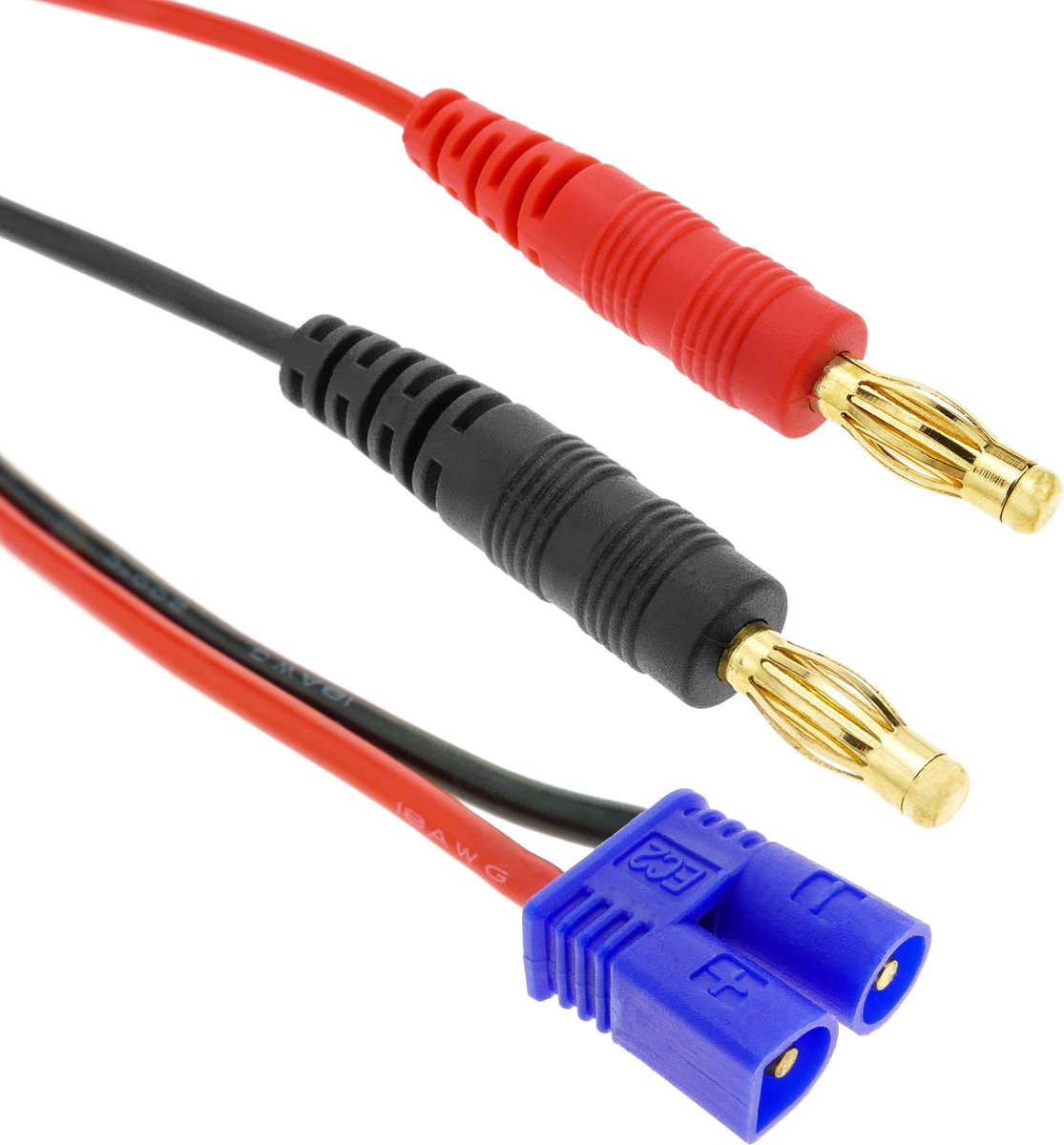 BeMatik - Kabel EC2 mannelijk naar HXT Banaan 4.0mm mannelijk 30cm 18AWG Opladen en voeding