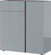 Opbergkast Taranto Grafiet Zilvergrijs - Breedte 94 cm - Hoogte 103 cm - Diepte 43 cm - Met lades - Met planken - Met openslaande deuren