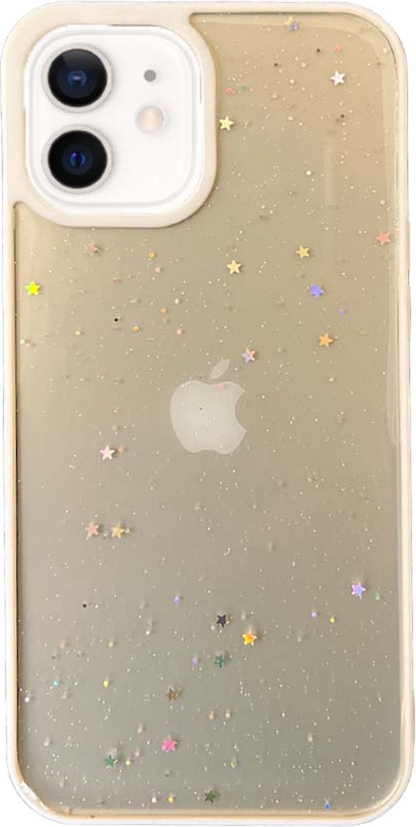 Smartphonica iPhone 11 TPU hoesje doorzichtig met glitters - Wit geschikt voor iPhone 11