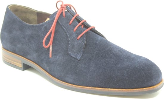 GIJS, 2087 504 9259, Blauw suède geklede herenschoenen wijdte G