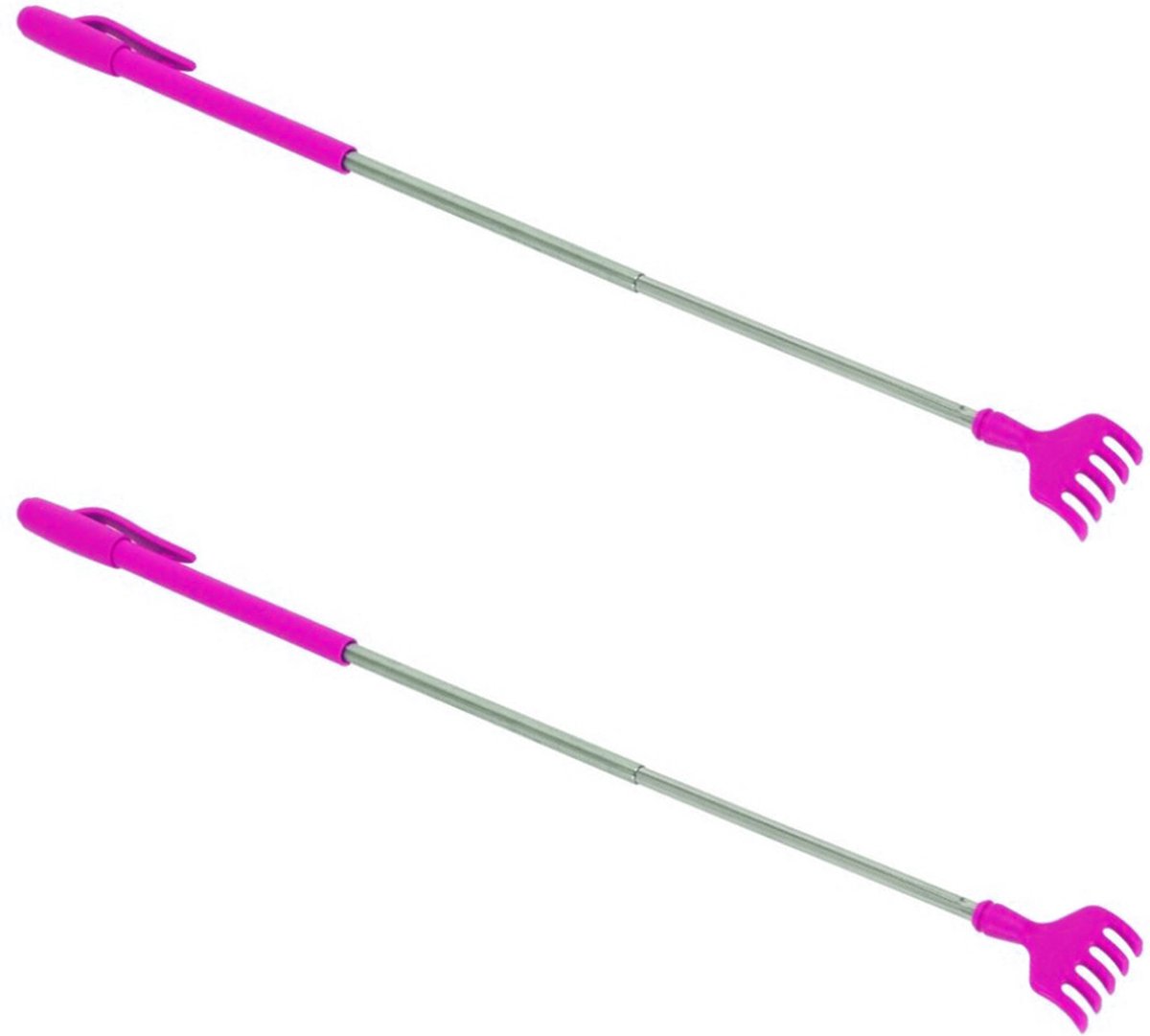 Goedkoopste Gerim - Stevige hark ruggenkrabber - 2x stuks - uitschuifbaar tot 40 cm - roze