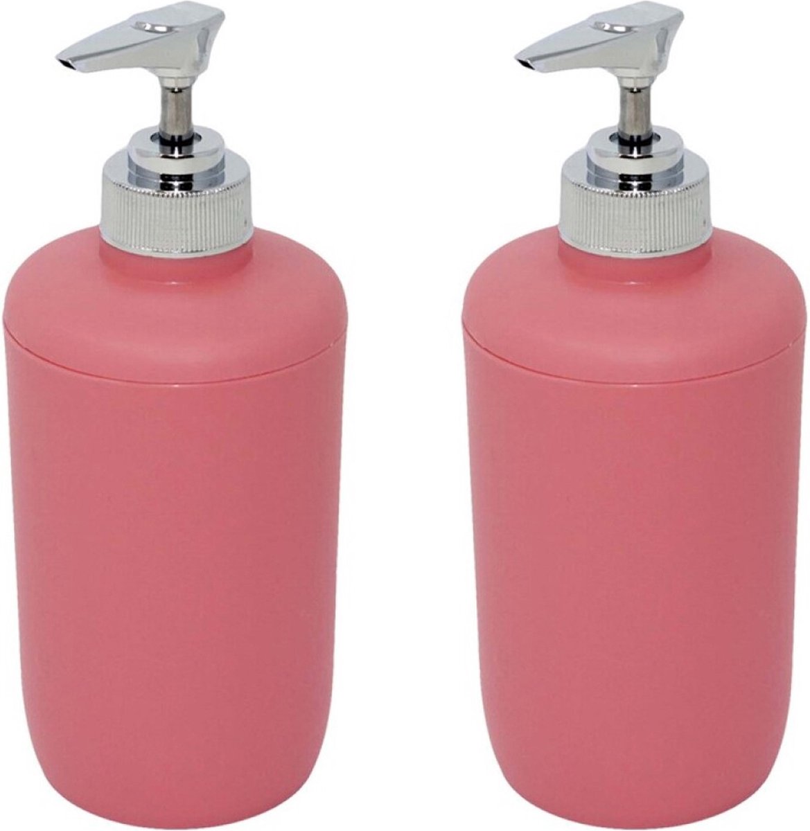 Concorde - Zeeppompje/zeepdispenser - 2x stuks - kunststof zalmroze 7 x 16 cm