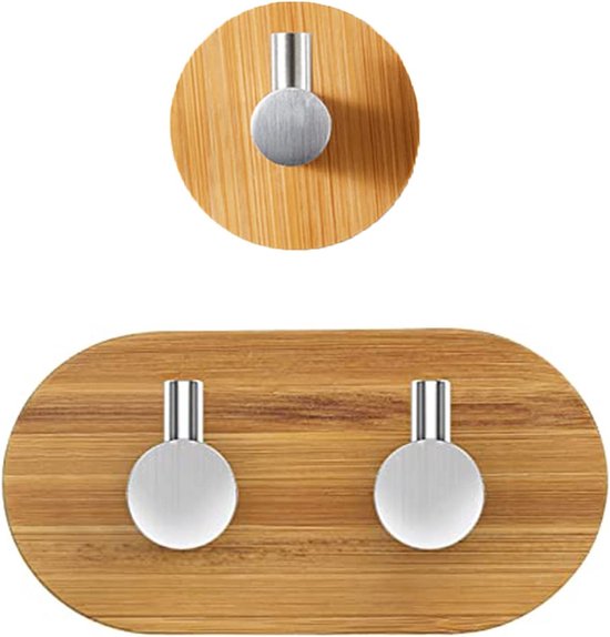 Atuful Klebehaken 4 Stück - Selbstklebende Handtuchhaken Aus Bambus