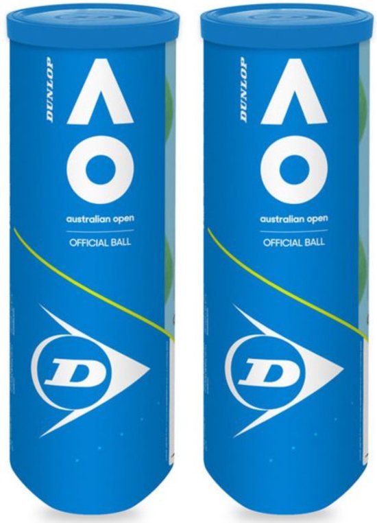 Dunlop Australian Open Tennisballen - Geel - Gasgevuld - 6 ballen ( 2  blikken met 3... | bol.com