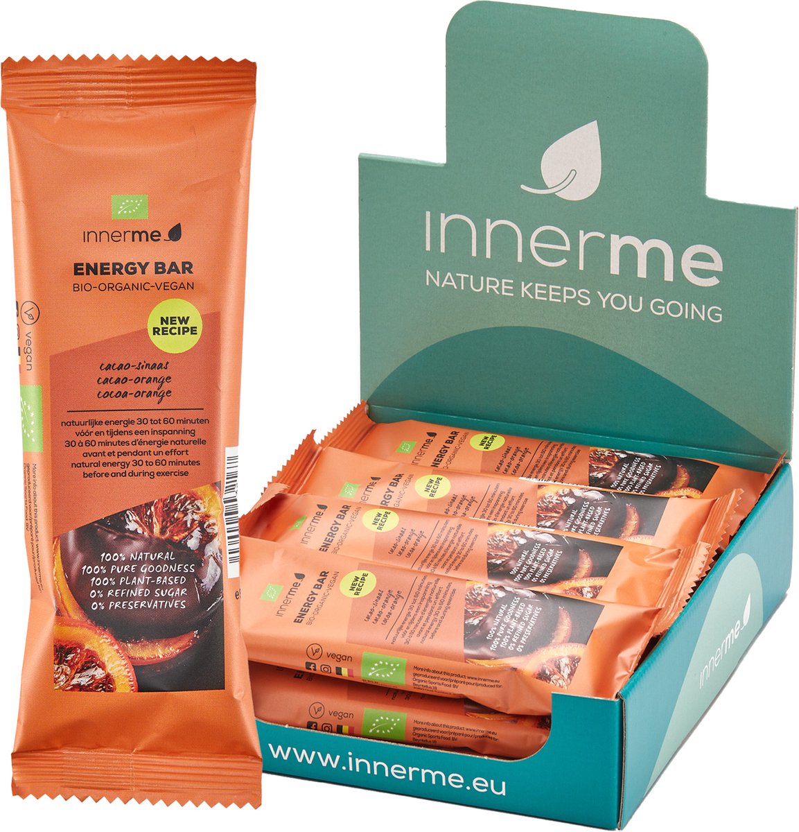 Innerme Energy Bars 'Cacao-Sinaas' - bio & vegan sportreep - 12 energierepen 50g