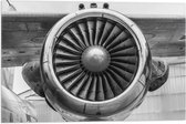 WallClassics - Vlag - Close up van Grote Vliegtuigmotor (zwart/wit) - 60x40 cm Foto op Polyester Vlag