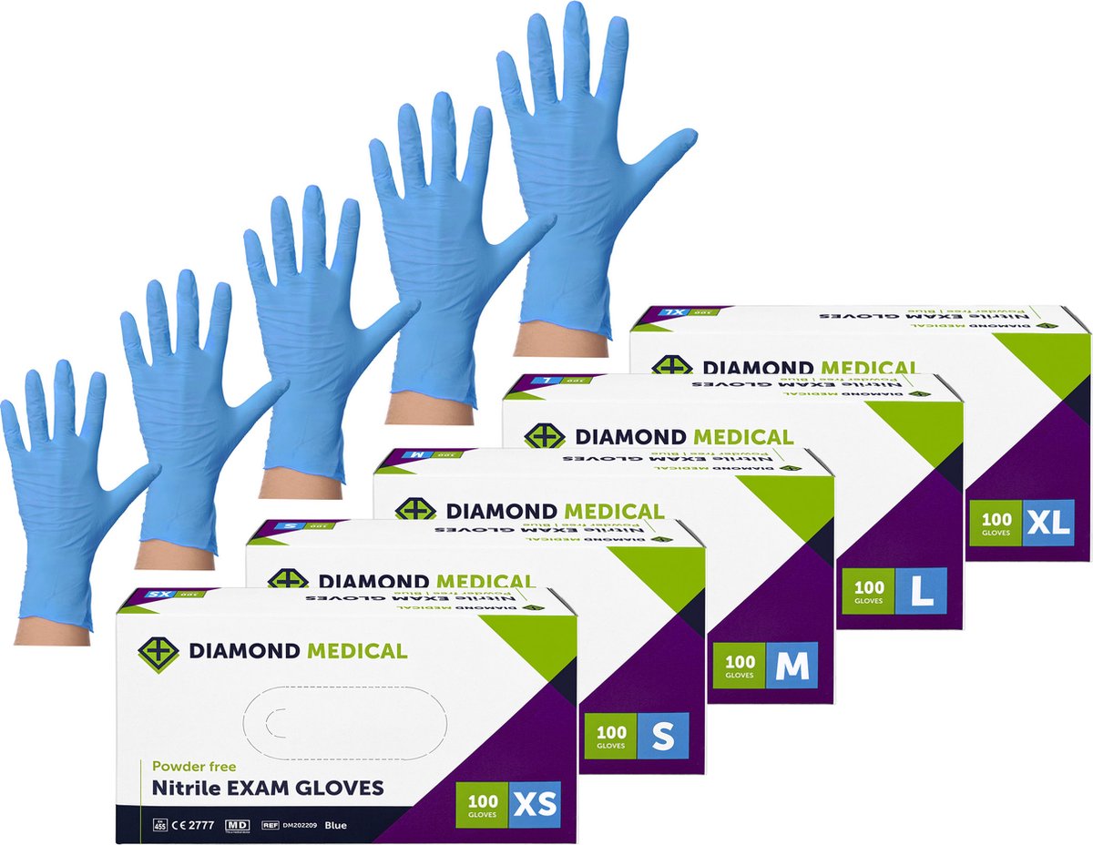 Diamond Medical Medische Nitril Handschoenen Blauw Maat L 100