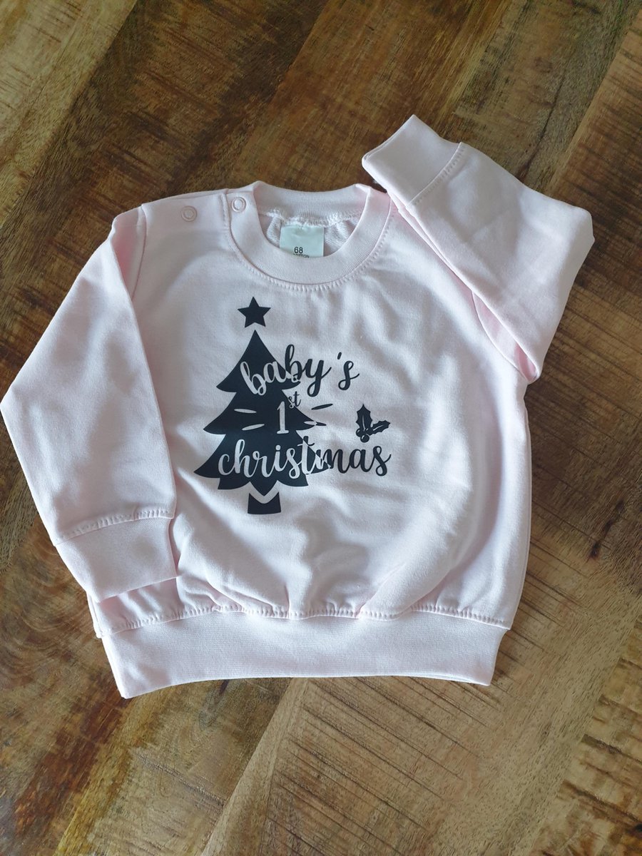 Trui Baby's 1st Christmas, maat 56 roze