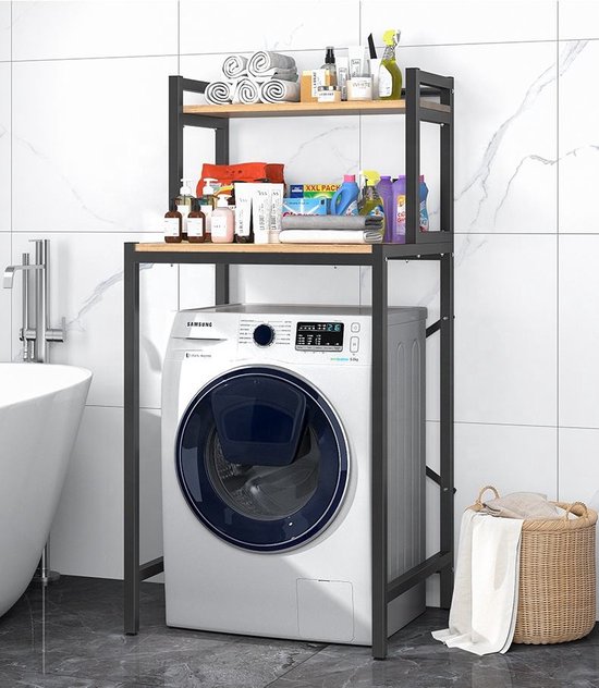 Ziekte koel Taille Wasmachine Rek - 2 laags Kast Badkamer - Robuust - Ook voor droger -  Vocthbestendig -... | bol.com